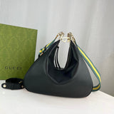 Black Leather Attache Medium Shoulder Bag 702823