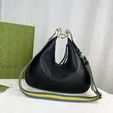 Black Leather Attache Medium Shoulder Bag 702823