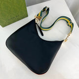 Black Leather Attache Medium Shoulder Bag 702823