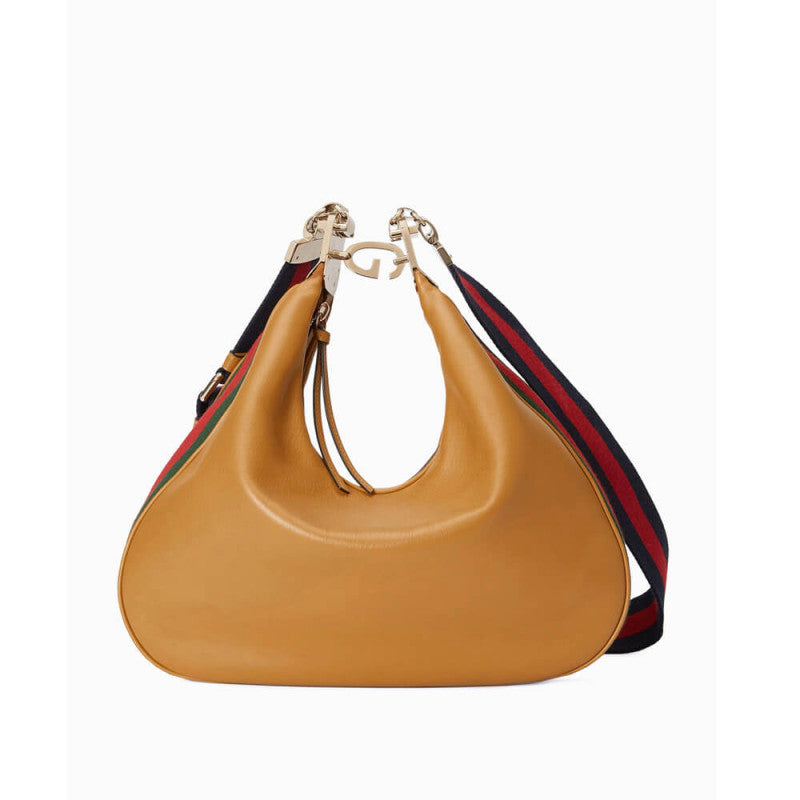 GG Brown Leather Attache large Shoulder Bag 699409