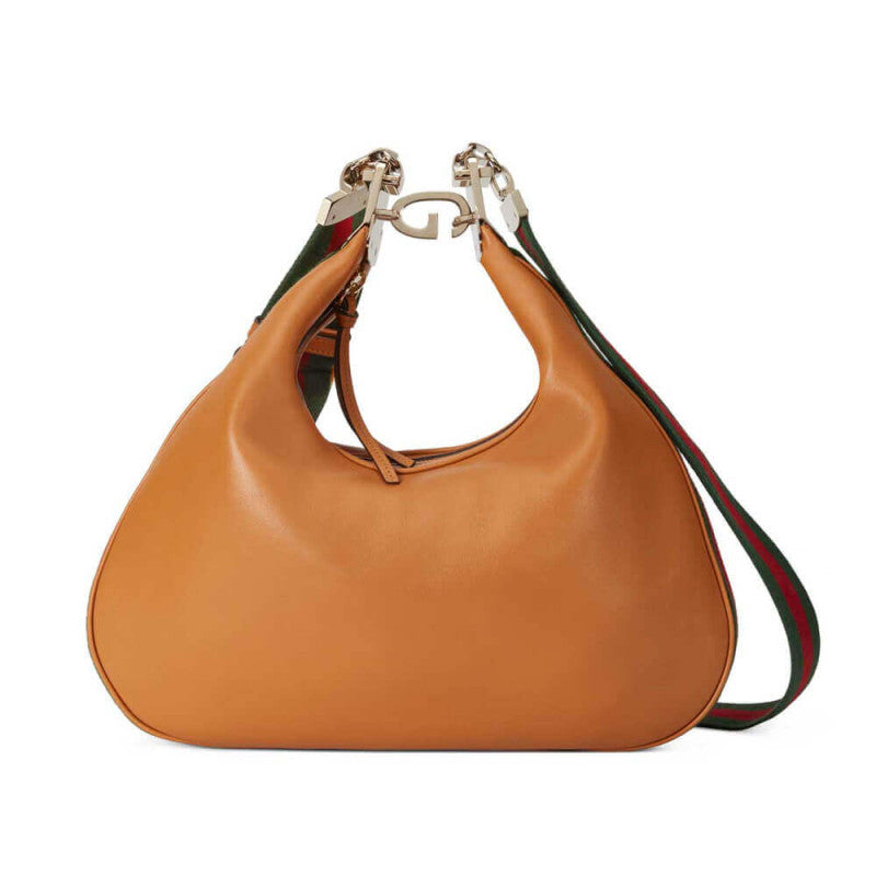 GG Brown Leather Attache Medium Shoulder Bag 702823
