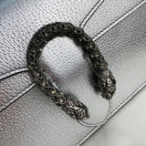 Dionysus large Shoulder Bag in Silver Lame Leather 499623