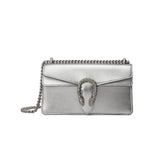 Dionysus large Shoulder Bag in Silver Lame Leather 499623