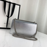 Dionysus large Shoulder Bag in Silver Lame Leather 499623
