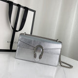 Dionysus large Shoulder Bag in Silver Lame Leather 499623