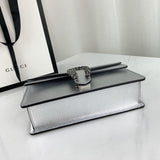 Dionysus large Shoulder Bag in Silver Lame Leather 499623