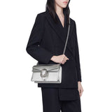 Dionysus large Shoulder Bag in Silver Lame Leather 499623