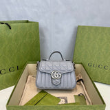 GG Marmont Grey Matelasse Leather Mini Top Handle Bag 583571