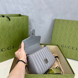 GG Marmont Grey Matelasse Leather Mini Top Handle Bag 583571