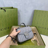 GG Marmont Grey Matelasse Leather Mini Top Handle Bag 583571