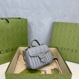 GG Marmont Grey Matelasse Leather Mini Top Handle Bag 583571