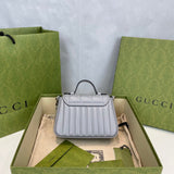 GG Marmont Grey Matelasse Leather Mini Top Handle Bag 583571
