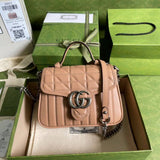 GG Marmont Rose Beige Matelasse Leather Mini Top Handle Bag 583571