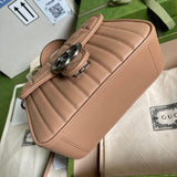 GG Marmont Rose Beige Matelasse Leather Mini Top Handle Bag 583571