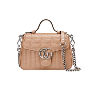 GG GG Marmont Rose Beige Matelasse Leather Mini Top Handle Bag 583571