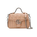 GG Marmont Rose Beige Matelasse Leather Mini Top Handle Bag 583571