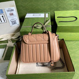 GG Marmont Rose Beige Matelasse Leather Mini Top Handle Bag 583571