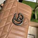 GG Marmont Rose Beige Matelasse Leather Mini Top Handle Bag 583571