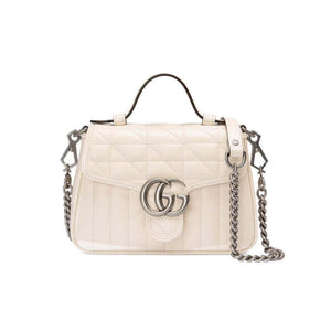 GG GG Marmont White Matelasse Leather Mini Top Handle Bag 583571