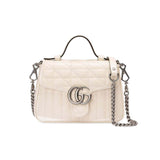 GG Marmont White Matelasse Leather Mini Top Handle Bag 583571