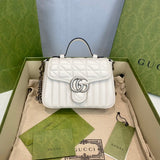 GG Marmont White Matelasse Leather Mini Top Handle Bag 583571