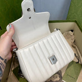 GG Marmont White Matelasse Leather Mini Top Handle Bag 583571