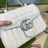 GG Marmont White Matelasse Leather Mini Top Handle Bag 583571