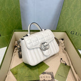 GG Marmont White Matelasse Leather Mini Top Handle Bag 583571