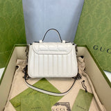 GG Marmont White Matelasse Leather Mini Top Handle Bag 583571