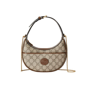 GG Half-Moon-Shaped Mini Bag with Interlocking G 726843 Brown