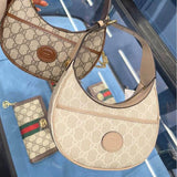 Half-Moon-Shaped Mini Bag with Interlocking G 726843 Oatmeal