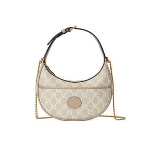 GG Half-Moon-Shaped Mini Bag with Interlocking G 726843 Oatmeal
