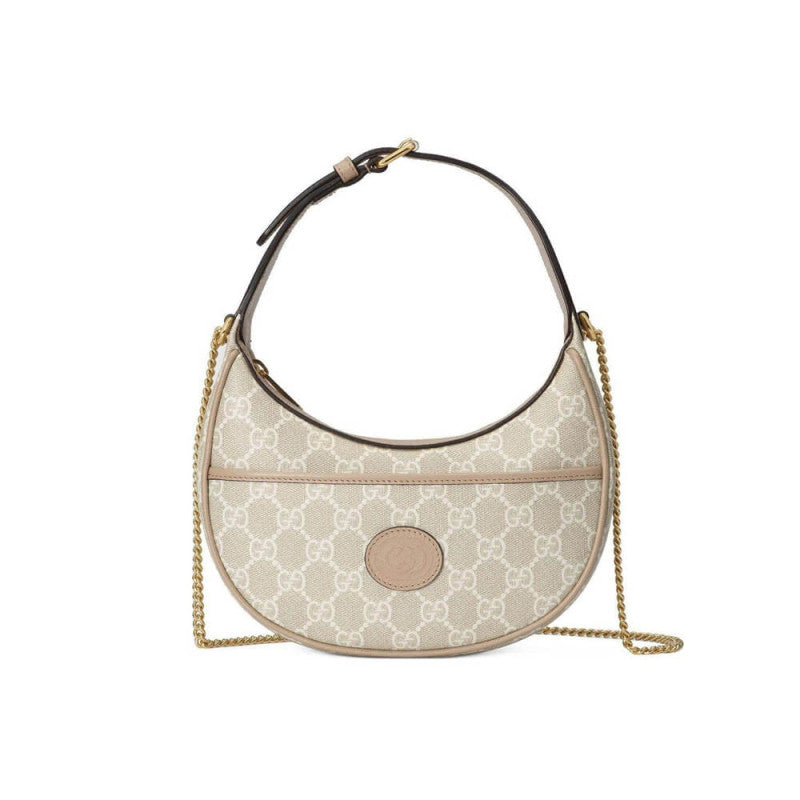 GG Half-Moon-Shaped Mini Bag with Interlocking G 726843 Oatmeal