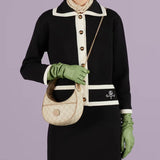 Half-Moon-Shaped Mini Bag with Interlocking G 726843 Oatmeal