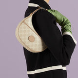 Half-Moon-Shaped Mini Bag with Interlocking G 726843 Oatmeal