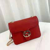 Interlocking Chain Leather Cross Body Bag 510304
