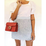 Interlocking Chain Leather Cross Body Bag 510304