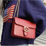 Interlocking Chain Leather Cross Body Bag 510304
