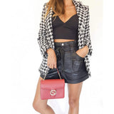 Interlocking Chain Leather Cross Body Bag 510304