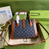 Jackie 1961 Medium Tote Bag in Blue Denim 649016