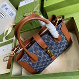 Jackie 1961 Medium Tote Bag in Blue Denim 649016