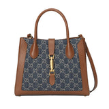 Jackie 1961 Medium Tote Bag in Blue Denim 649016