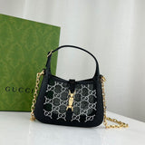 Jackie 1961 Mini Crystal GG Lizard Bag 677027 Black