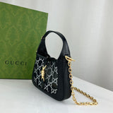 Jackie 1961 Mini Crystal GG Lizard Bag 677027 Black
