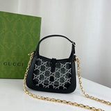 Jackie 1961 Mini Crystal GG Lizard Bag 677027 Black
