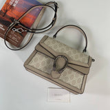 large Dionysus Top Handle Bag 739496 Oatmeal Leather Trim