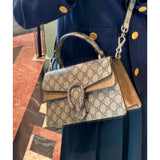 large Dionysus Top Handle Bag 739496 Taupe Suede Trim