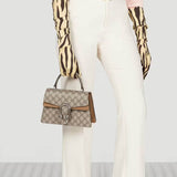 large Dionysus Top Handle Bag 739496 Taupe Suede Trim