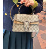 large Dionysus Top Handle Bag 739496 Taupe Suede Trim