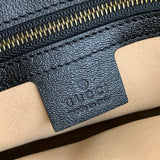large Top Handle Bag with Double G in Black Leather 658450